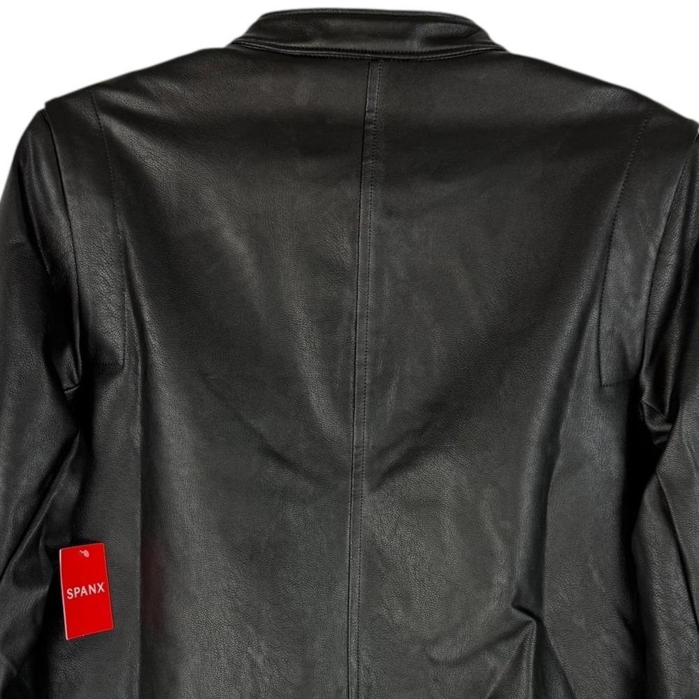 Spanx Women's Black Faux Leather Moto Jacket Size Large NWT – Sleek Edgy Style - Picture 4 of 11